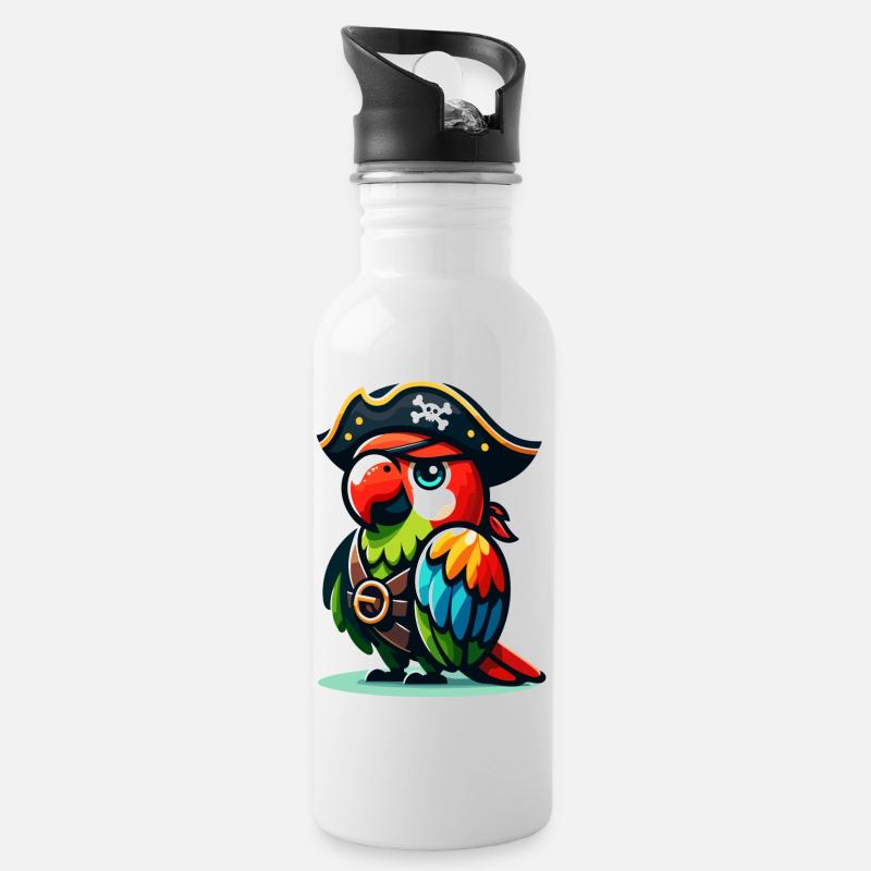 Polly la pirate : la crieuse de cape et d’épée - Gourde avec paille intégrée - blanc