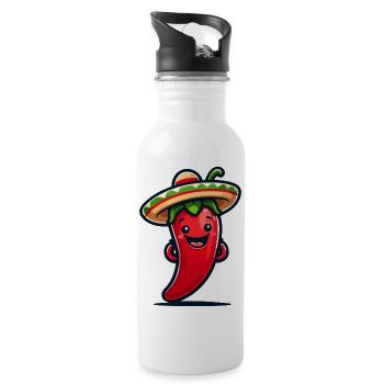 Peppy Pepper : la star du sombrero épicé - Gourde avec paille intégrée - blanc - Droite