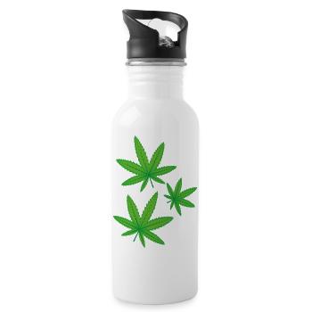 Feuilles de cannabis vertes - Gourde avec paille intégrée - blanc - Droite