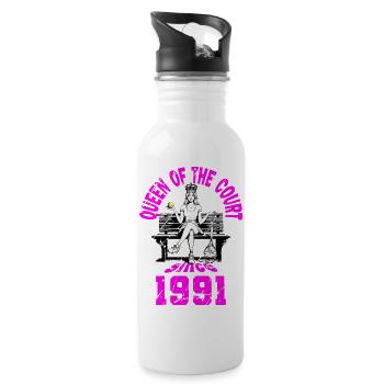 Tennis Shirt Frauen Geburtstag Jubiläum 1991 - Trinkflasche mit integriertem Trinkhalm - Weiß - Rechts