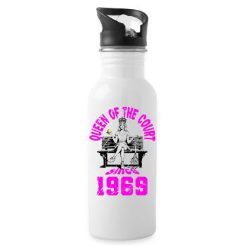 Tennis Shirt Frauen Geburtstag Jubiläum 1969 - Trinkflasche mit integriertem Trinkhalm - Weiß - Rechts