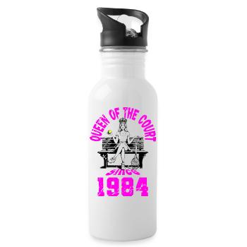 Tennis Shirt Frauen Geburtstag Jubiläum 1984 - Trinkflasche mit integriertem Trinkhalm - Weiß - Rechts