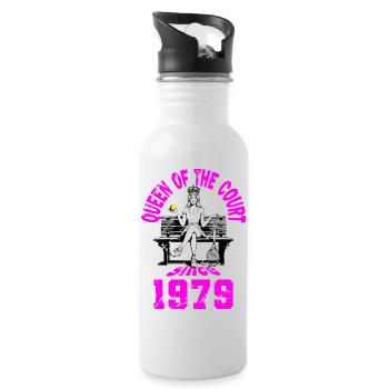 Tennis Shirt Frauen Geburtstag Jubiläum 1979 - Trinkflasche mit integriertem Trinkhalm - Weiß - Rechts