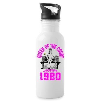 Tennis Shirt Frauen Geburtstag Jubiläum 1980 - Trinkflasche mit integriertem Trinkhalm - Weiß - Rechts