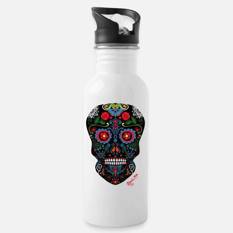 Crâne Mexicain - Gourde avec paille intégrée - blanc