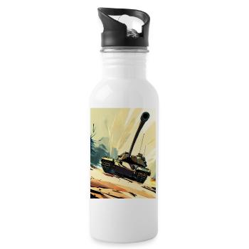 Tank three - Trinkflasche mit integriertem Trinkhalm - Weiß - Rechts