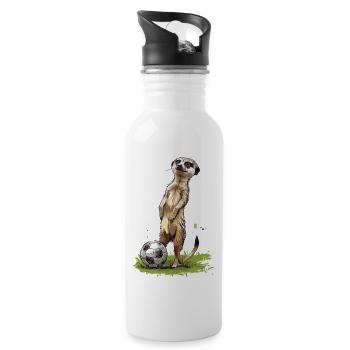 Fußball Erdmännchen Meerkat suricata de futbol - Trinkflasche mit integriertem Trinkhalm - Weiß - Rechts