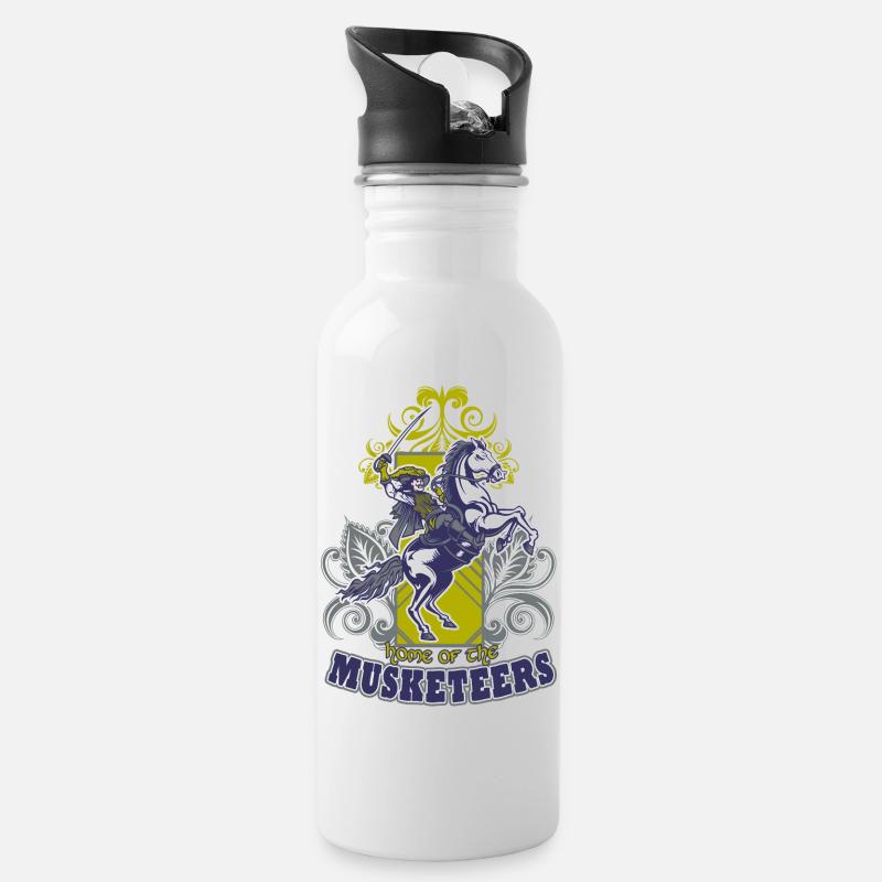 Musketiere - Trinkflasche mit integriertem Trinkhalm - Weiß