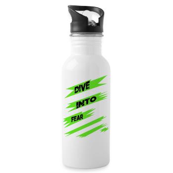 funny quote embracing courage bday gift idea happy - Water bottle with straw - white - Right