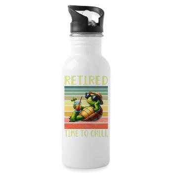 Retired pensioners - Water bottle with straw - white - Right