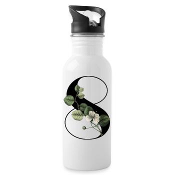 Numéro 8 floral vert -8e anniversaire floral - Gourde avec paille intégrée - blanc - Droite