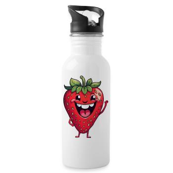 Fraise - Gourde avec paille intégrée - blanc - Droite