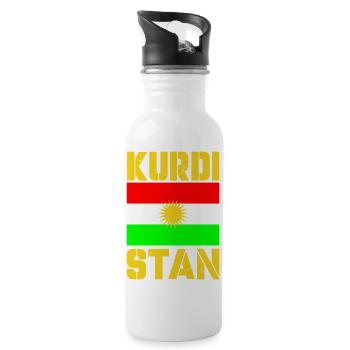 kurdistan fahne 1 - Trinkflasche mit integriertem Trinkhalm - Weiß - Rechts