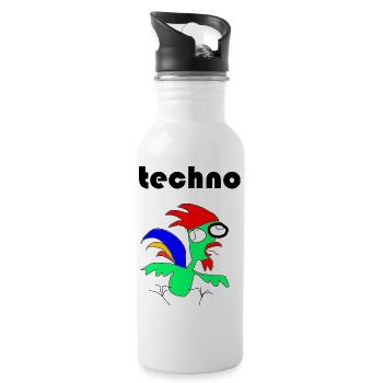 techno henne - Trinkflasche mit integriertem Trinkhalm - Weiß - Rechts