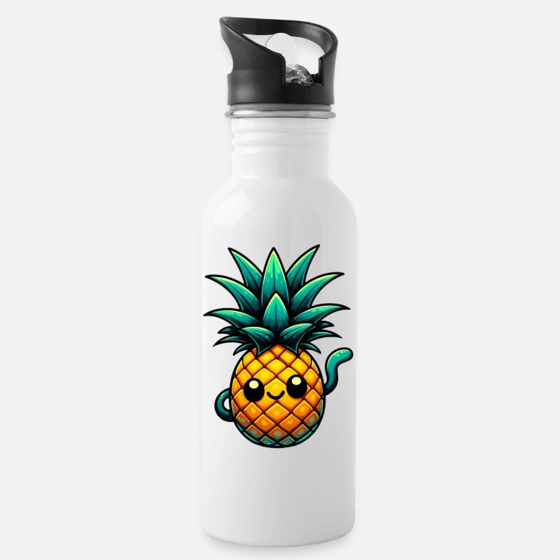 Ananas - Gourde avec paille intégrée - blanc