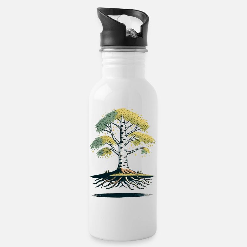 Birke - Trinkflasche mit integriertem Trinkhalm - Weiß