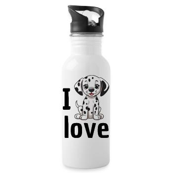 I love Dalmatians - Water bottle with straw - white - Right