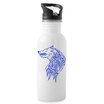 Wolf Pattern - Water bottle with straw - white - Right