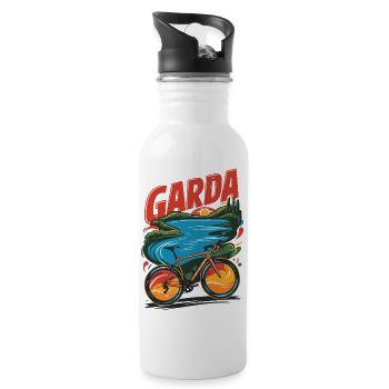 Gardasee Scenic Fahrraddesign - Trinkflasche mit integriertem Trinkhalm - Weiß - Rechts