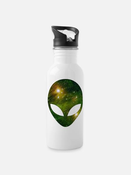 Cosmic Alien - Water bottle with straw - white
