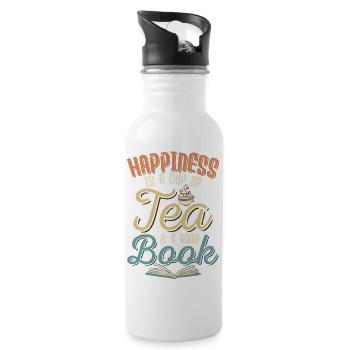 Happiness Is A Cup Of Tea & A Good Book Tea Bag Te - Trinkflasche mit integriertem Trinkhalm - Weiß - Rechts