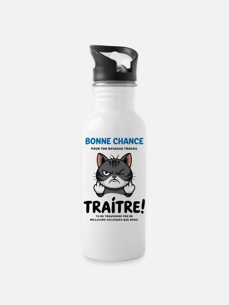 Auf Wiedersehen, Verräter, Kollege - Trinkflasche mit integriertem Trinkhalm - Weiß
