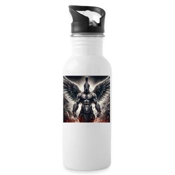 SPARTAN - WARRIOR WITH HELMET - ARMOR - WINGS - Water bottle with straw - white - Right