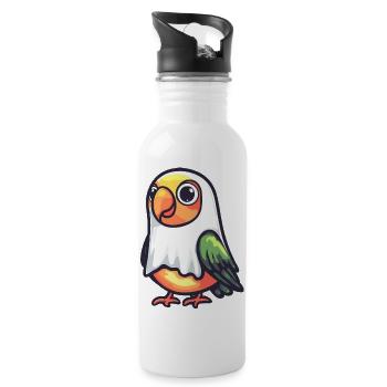 Papagai Halloween Comic Ghost - Water bottle with straw - white - Right