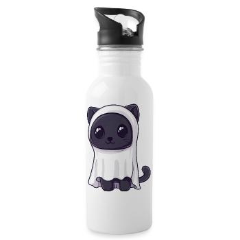 Panther Halloween Comic Ghost - Water bottle with straw - white - Right