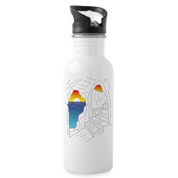 Treppe zum Paradies - Trinkflasche mit integriertem Trinkhalm - Weiß - Rechts