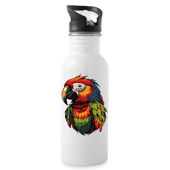 papagei - Trinkflasche mit integriertem Trinkhalm - Weiß - Rechts