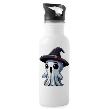 Halloween : Fantôme avec chapeau - Gourde avec paille intégrée - blanc - Droite