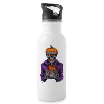 Halloween Skelett Süßigkeiten - Trinkflasche mit integriertem Trinkhalm - Weiß - Rechts