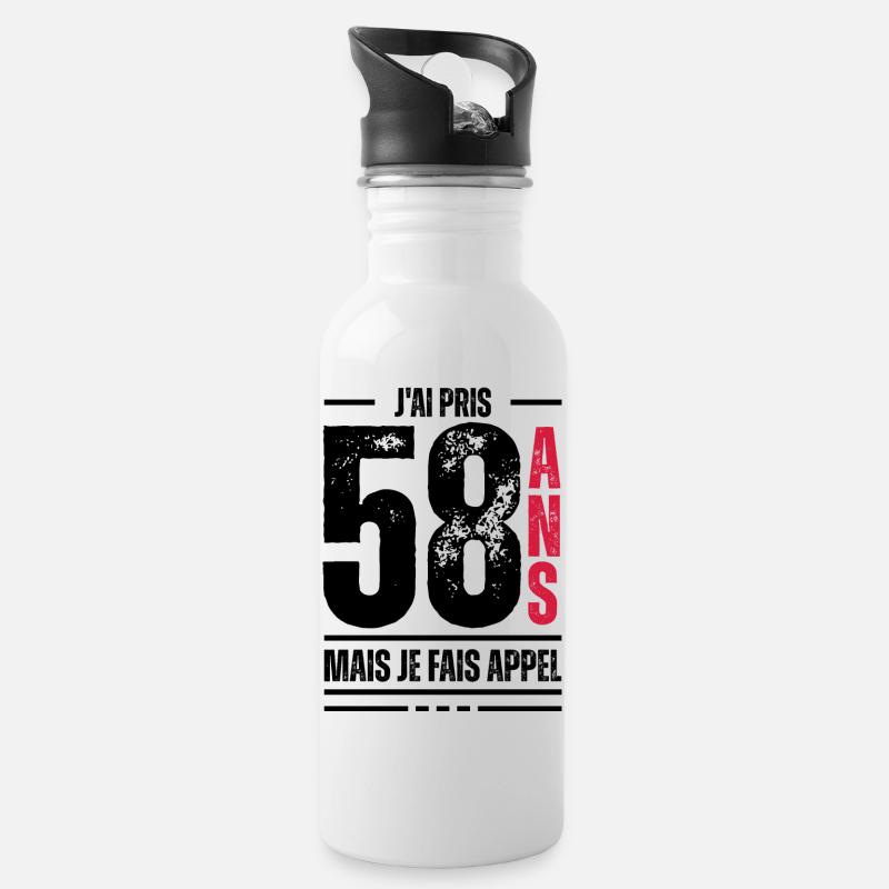 58 ans / t-shirt 58 ans / idée cadeau 58 ans - Gourde avec paille intégrée - blanc