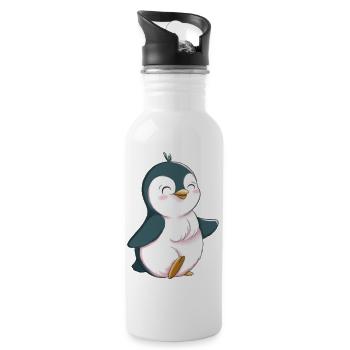 Cute Penguin - Water bottle with straw - white - Right