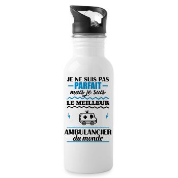 Pas parfait mais meilleur ambulancier du monde - Gourde avec paille intégrée - blanc - Droite