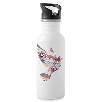 Taube Friedenstaube Turteltaube Tartan Vogel - Trinkflasche mit integriertem Trinkhalm - Weiß - Rechts