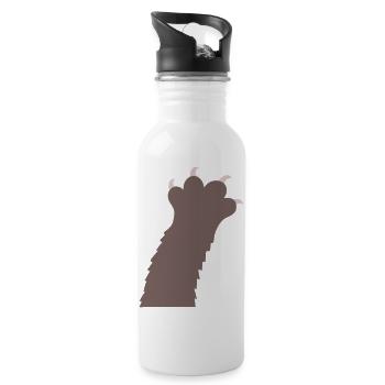 Katzen Klauen Pfoten Tatzen Krallen Silhouette - Trinkflasche mit integriertem Trinkhalm - Weiß - Rechts