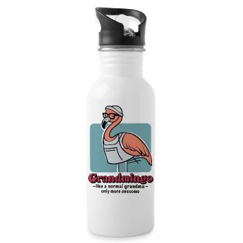 Flamingo Grandma - The coolest grandma ever! - Water bottle with straw - white - Right