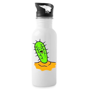 Cactus rieurs Cactus Visage Désert épineux - Gourde avec paille intégrée - blanc - Droite