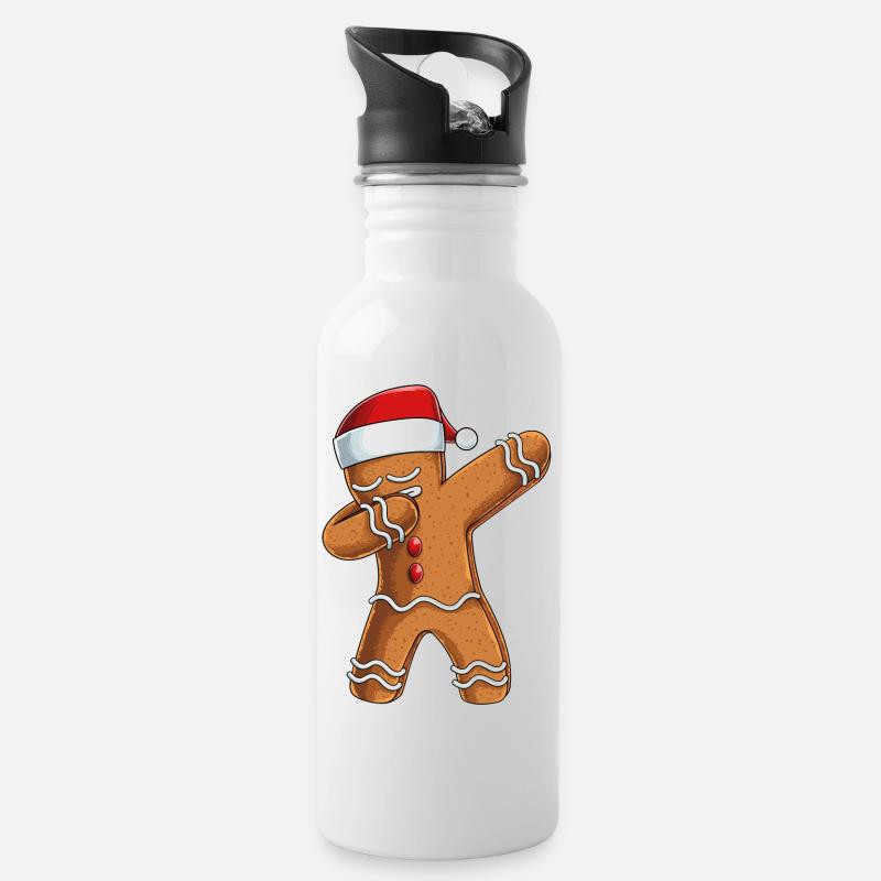 Noël, joyeux Noël, biscuit de Noël - Gourde avec paille intégrée - blanc