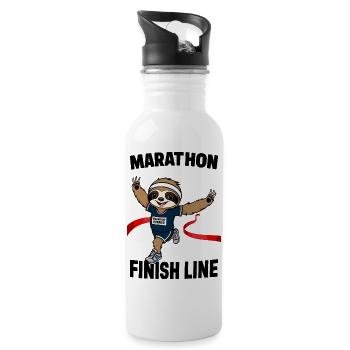 Faultier Marathonläufer - Trinkflasche mit integriertem Trinkhalm - Weiß - Rechts