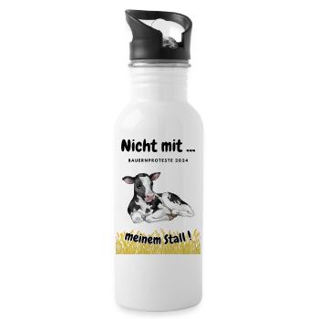 Landwirtschaft - Bauerndemo - Trinkflasche mit integriertem Trinkhalm - Weiß - Rechts
