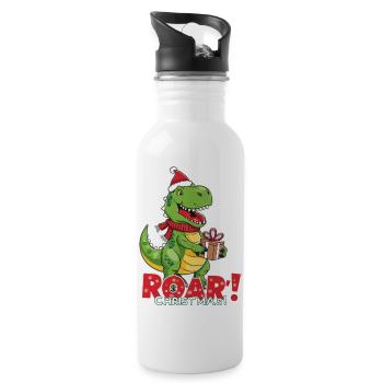 Weihnachtlicher Dinosaurier – ROAR - Trinkflasche mit integriertem Trinkhalm - Weiß - Rechts