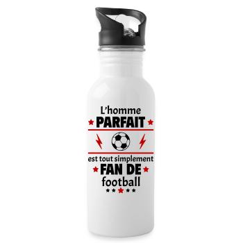 Homme parfait est fan de football, cadeau de noël - Gourde avec paille intégrée - blanc - Droite