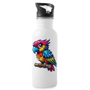 papagei - Trinkflasche mit integriertem Trinkhalm - Weiß - Rechts