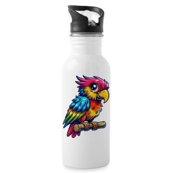 Papagei - Trinkflasche mit integriertem Trinkhalm - Weiß - Rechts