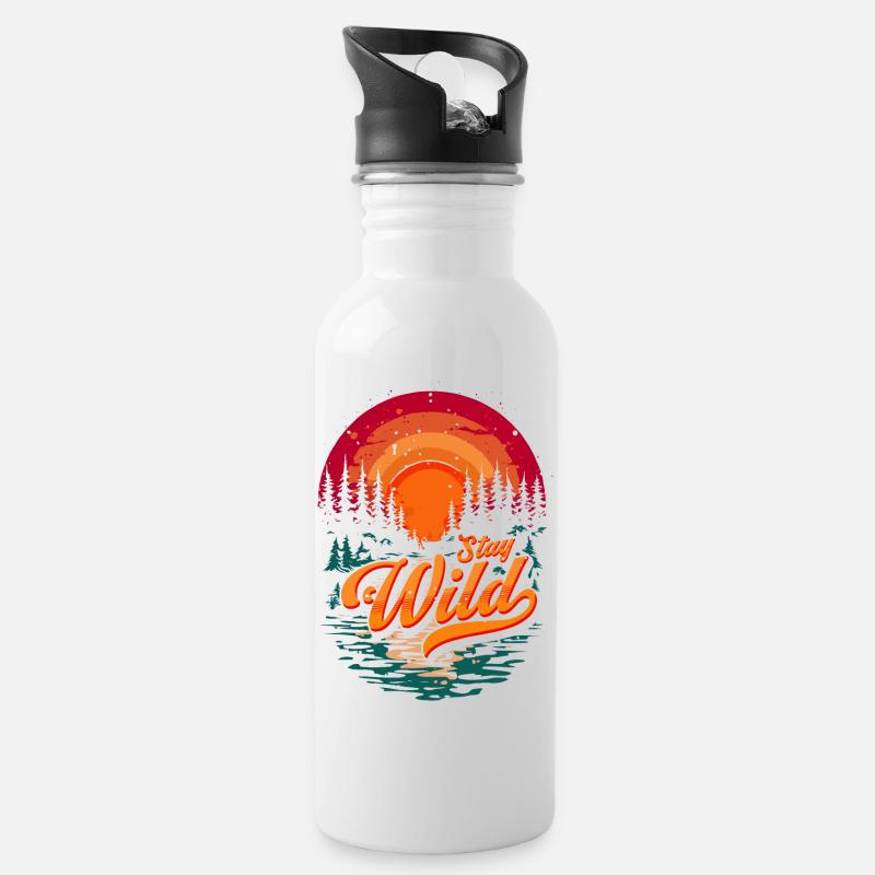 Stay Wild Sunset Adventure - Trinkflasche mit integriertem Trinkhalm - Weiß