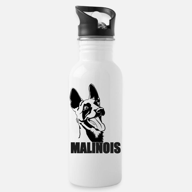 Belgischer Malinois Belgischer Malinois - Trinkflasche mit integriertem Trinkhalm - Weiß