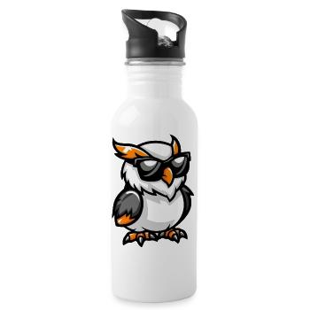 Owl Comic Cool - Water bottle with straw - white - Right